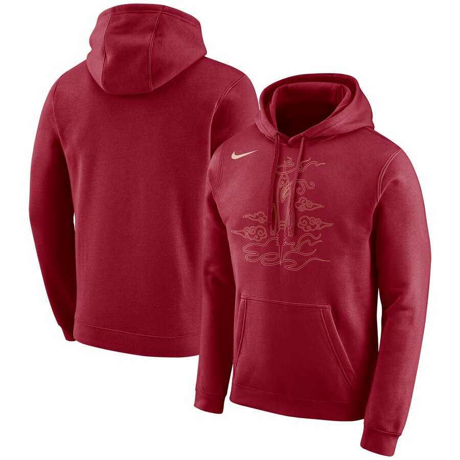 NBA Houston Rockets Nike City Edition Logo Essential Pullover Hoodie Red